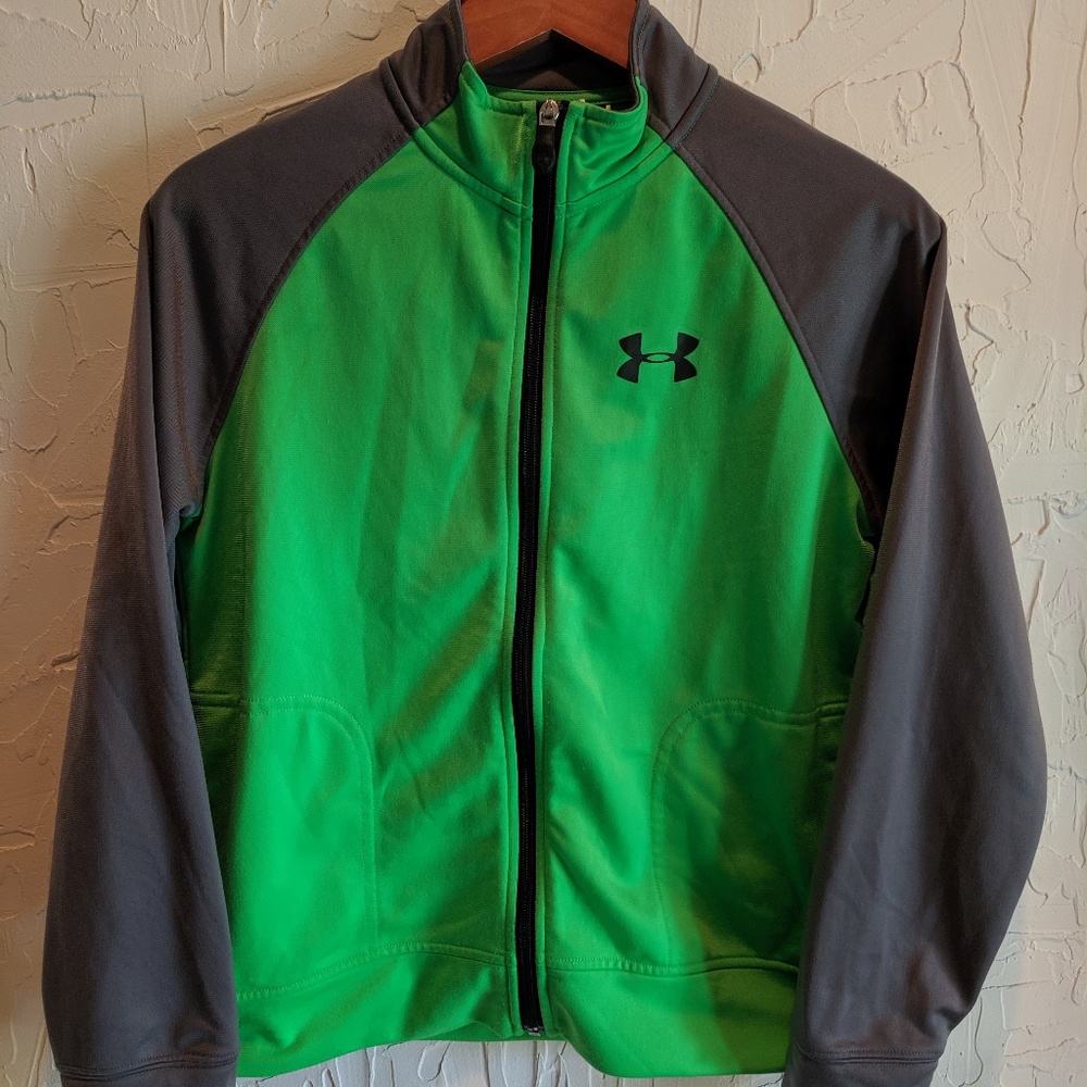Green and Grey Youth Under Armour Track Jacket